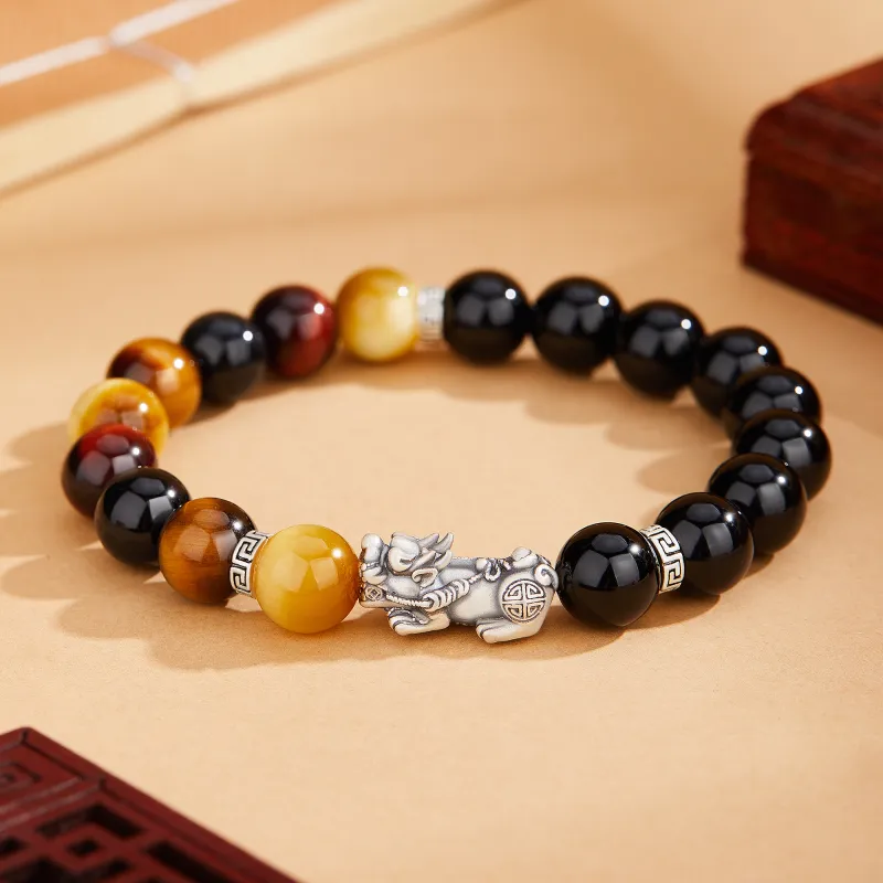 OWNCOOL Agate Sterling Silver Beaded Bracelet, Box Unisex-1