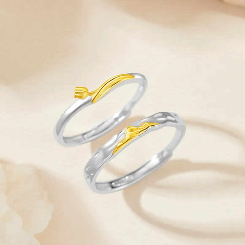 OWNCOOL 925 Sterling Silver Ring A Pair Birthday Box Unisex-3