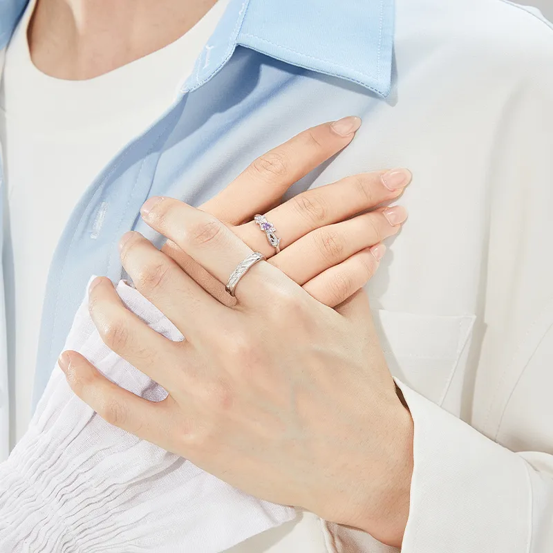 OWNCOOL S999 Fine Silver Ring Pair Unisex-9