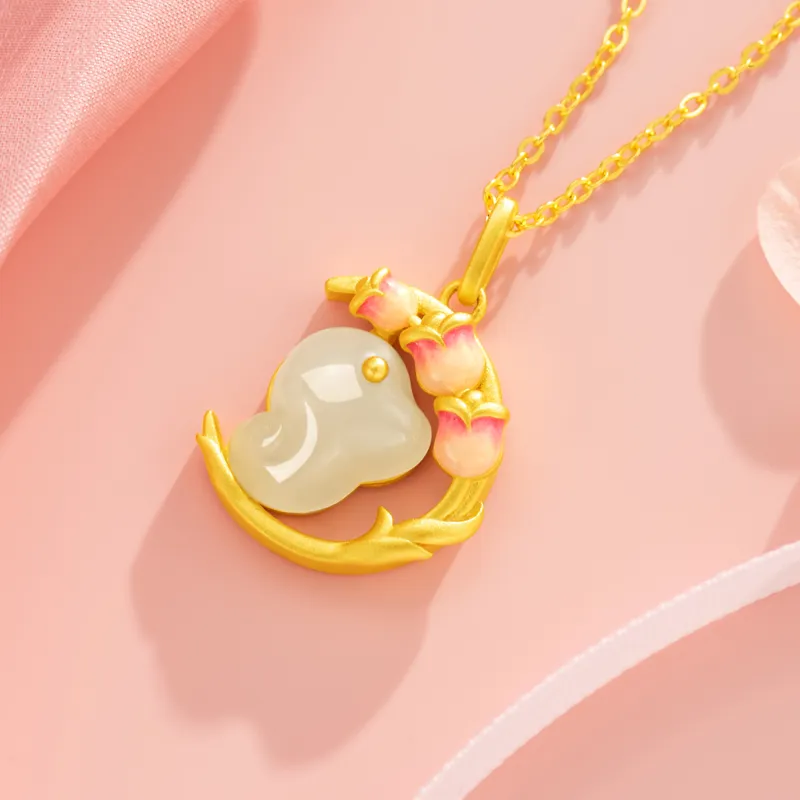 OWNCOOL Necklaces Pale Greenish White Jade Women's-4