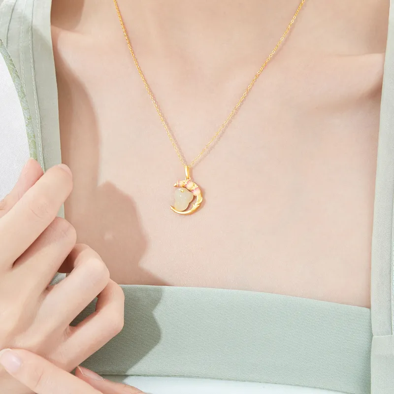 OWNCOOL Necklaces Pale Greenish White Jade Women's-3