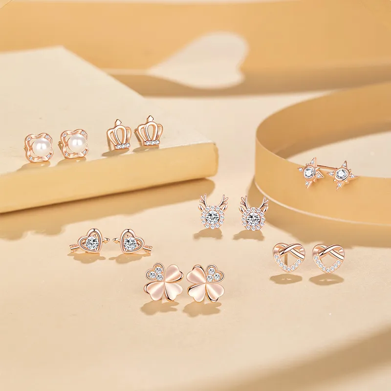 OWNCOOL S925 Sterling Silver Stud Earrings, Gift Box Set Women's-1