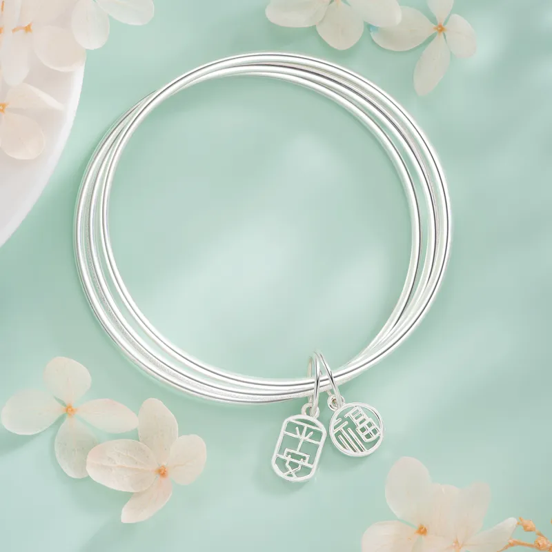 OWNCOOL 999 Fine Silver Gift Box Set Bangle Women's-4