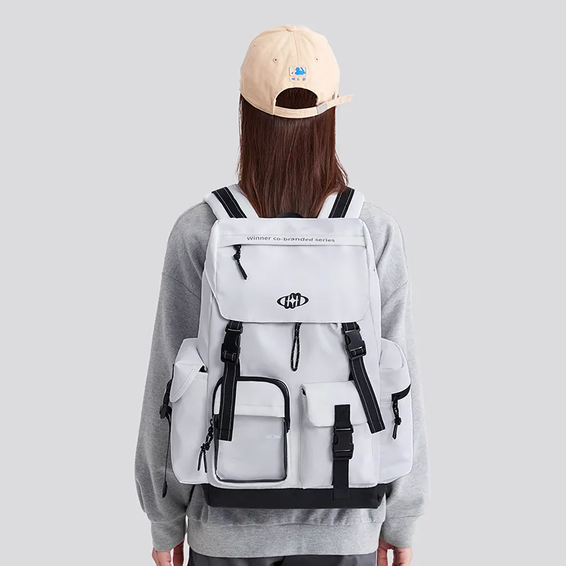 WINNER Polyester Backpack Large Size Unisex White/Black-8