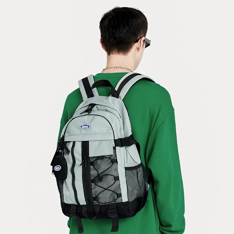 WINNER Polyester Backpack Large Size Unisex Ecru/Light Gray/Light Blue-24