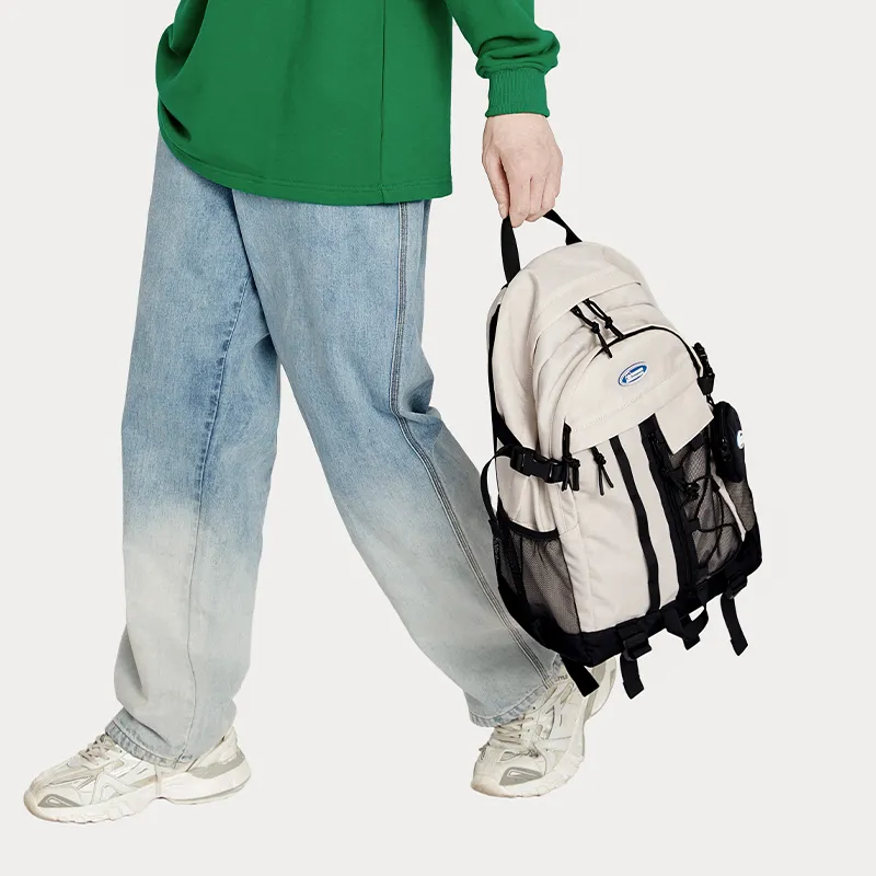 WINNER Polyester Backpack Large Size Unisex Ecru/Light Gray/Light Blue-16