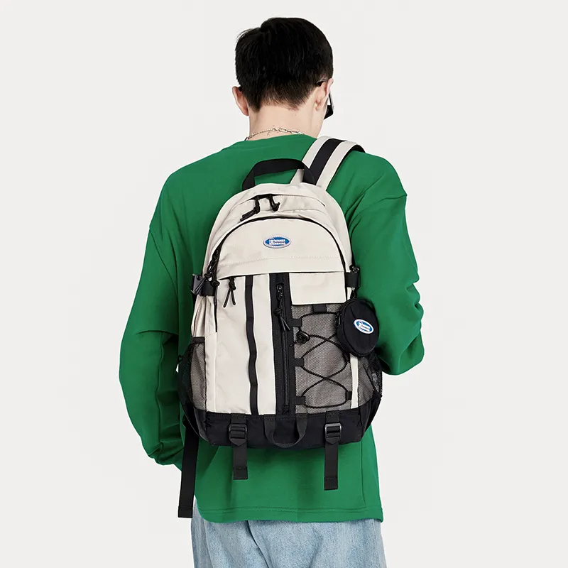 WINNER Polyester Backpack Large Size Unisex Ecru/Light Gray/Light Blue-17