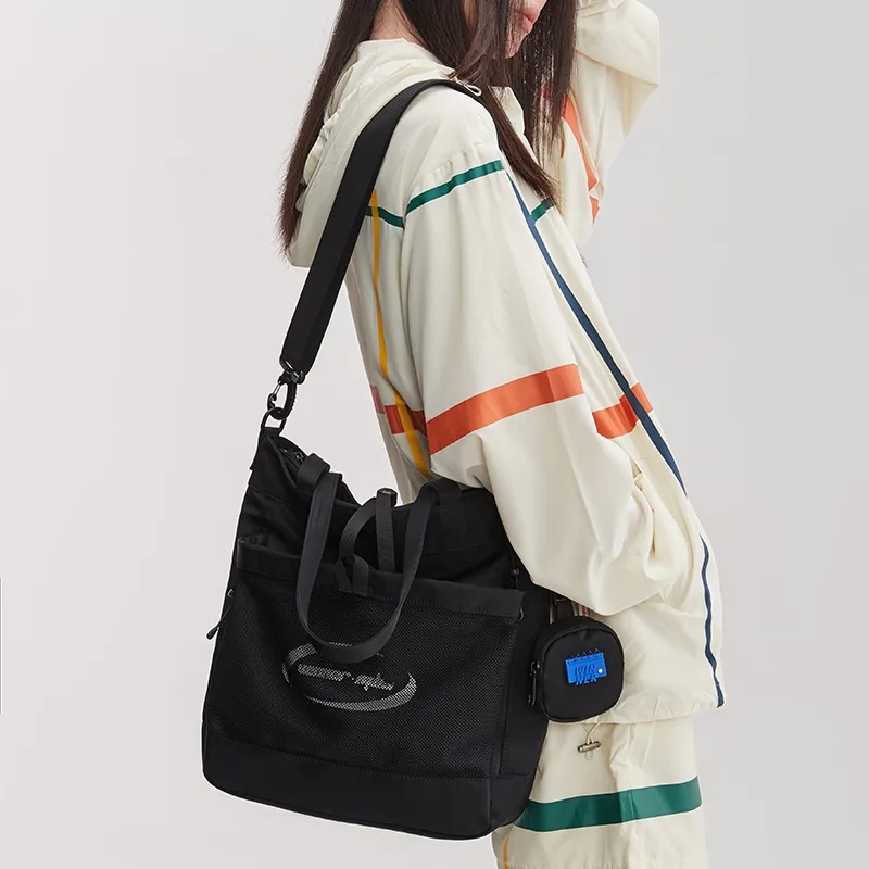 WINNER Nylon Messenger Bag Shoulder Bag Crossbody Bag Medium Size Unisex Black-7