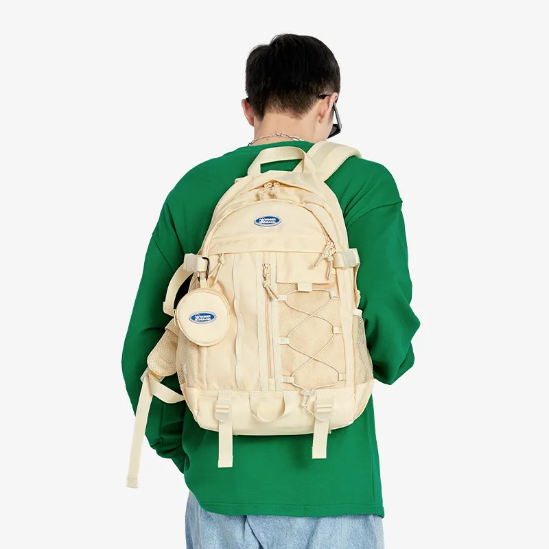 WINNER Polyester Backpack Large Size Unisex Ecru/Light Gray/Light Blue-5