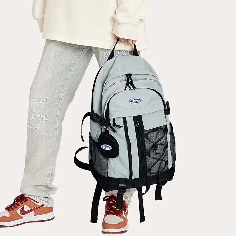 WINNER Polyester Backpack Large Size Unisex Ecru/Light Gray/Light Blue-25