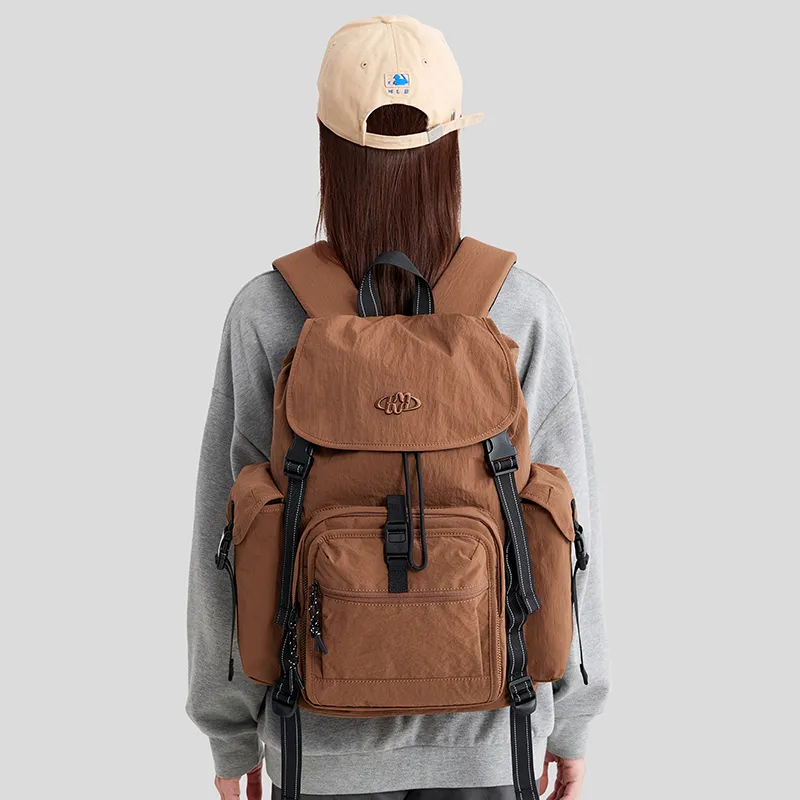WINNER Nylon Backpack Large Size Unisex Brown/Black-9