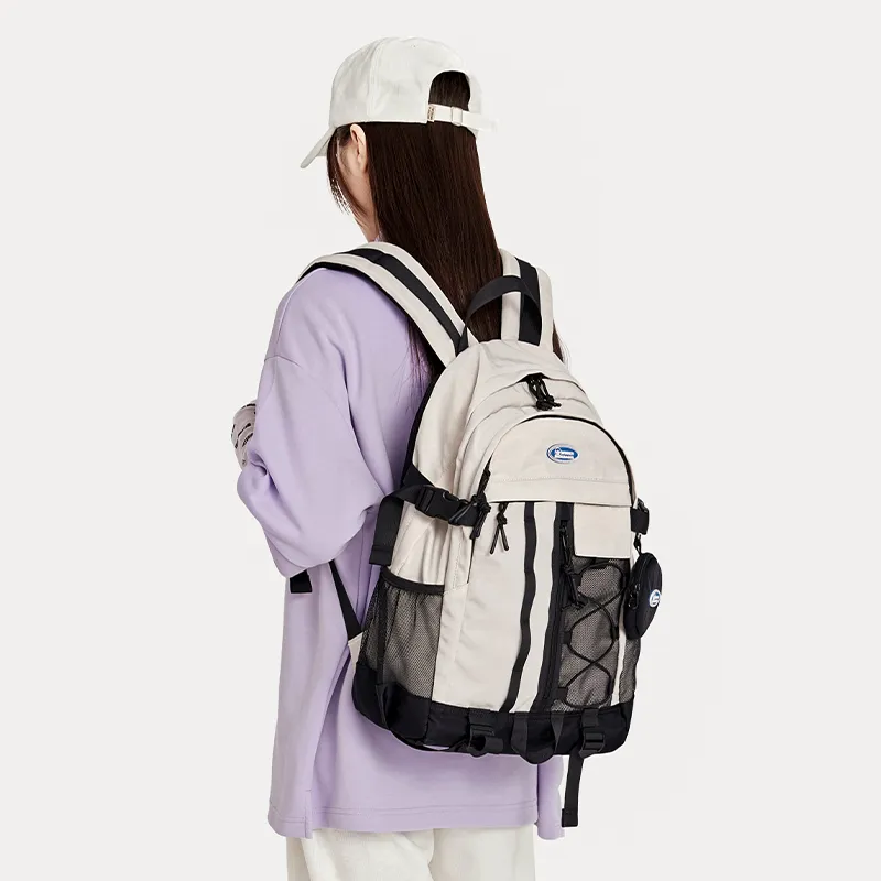 WINNER Polyester Backpack Large Size Unisex Ecru/Light Gray/Light Blue-13