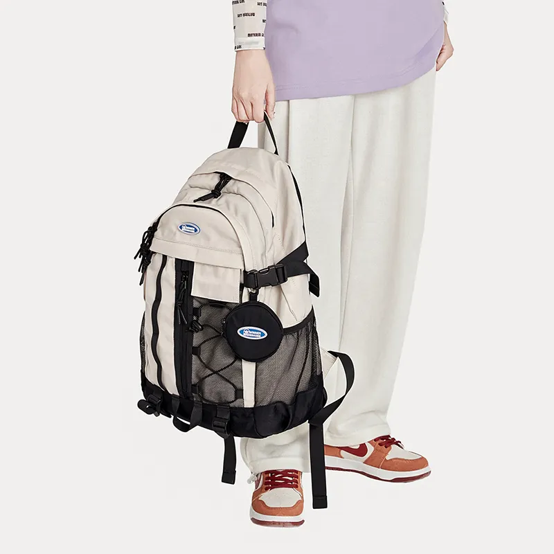 WINNER Polyester Backpack Large Size Unisex Ecru/Light Gray/Light Blue-15