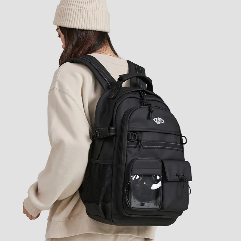 WINNER Polyester With Leather Backpack Regular Unisex White/Black/Pink/Sky Blue-10