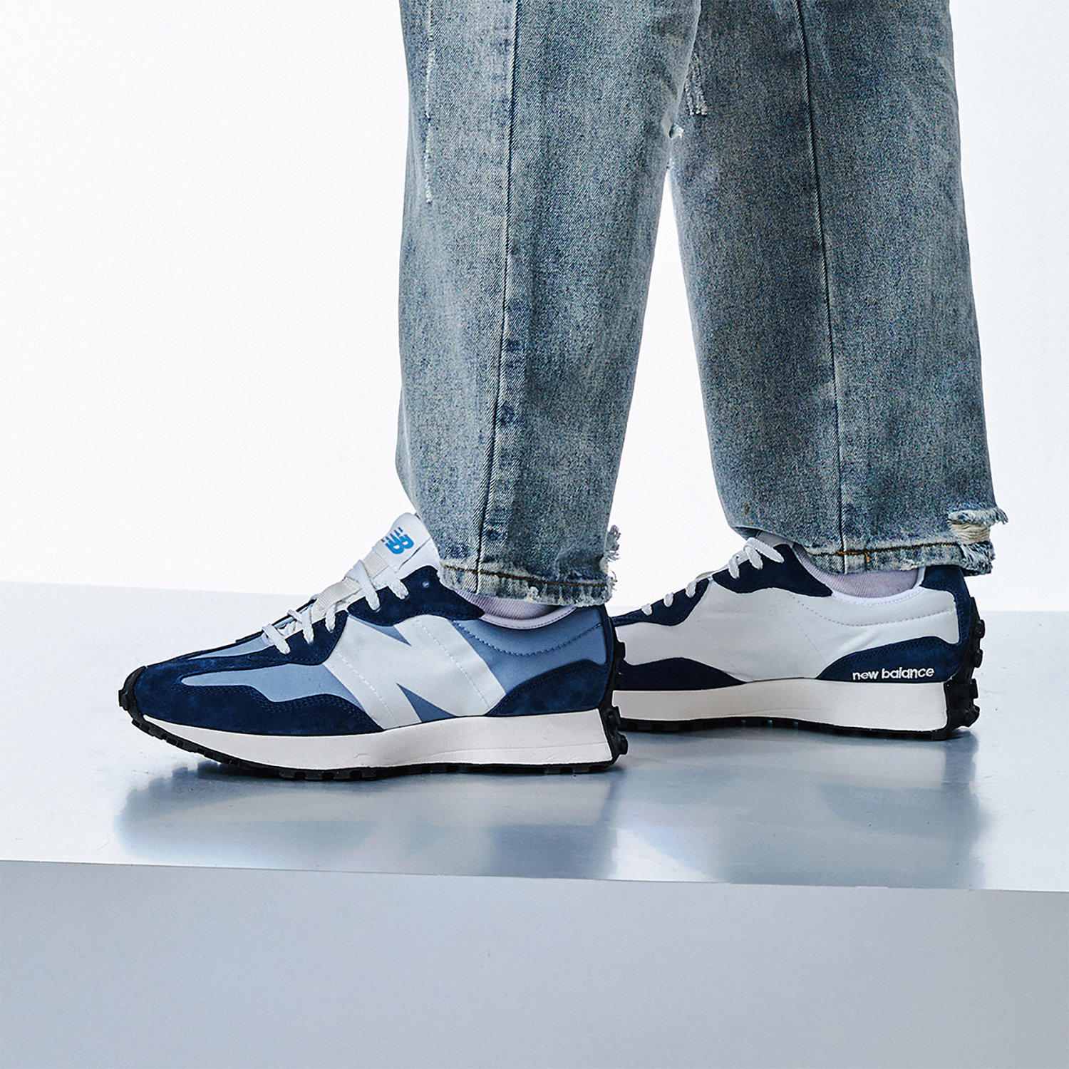 New Balance 327 White Blue - POIZON