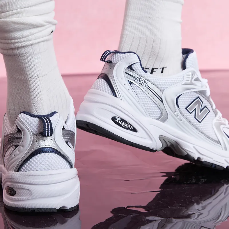 New Balance 530 White Silver Navy-4