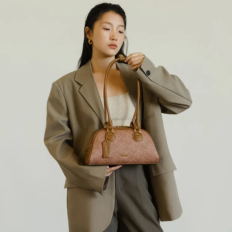 LOSEA Cultural Relics Collaboration 'Tea Fluff' Artificial Leather 2025 Shoulder Bag Medium Size Women's-1