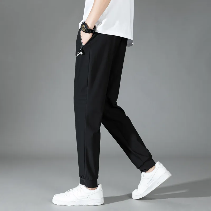 K bird Casual Pants Unisex Elastic Cuff Black-5