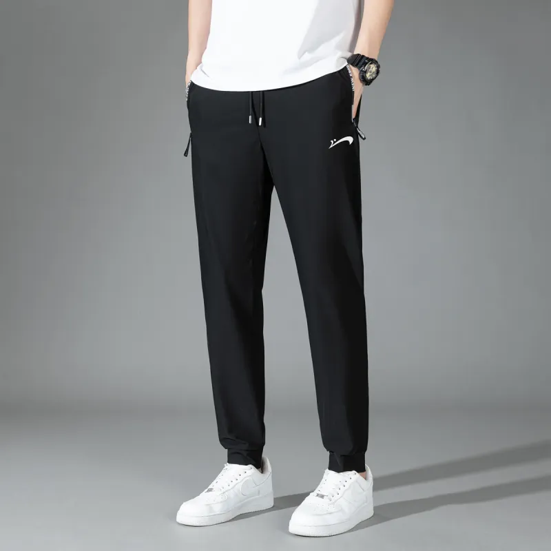 K bird Casual Pants Unisex Elastic Cuff Black-4