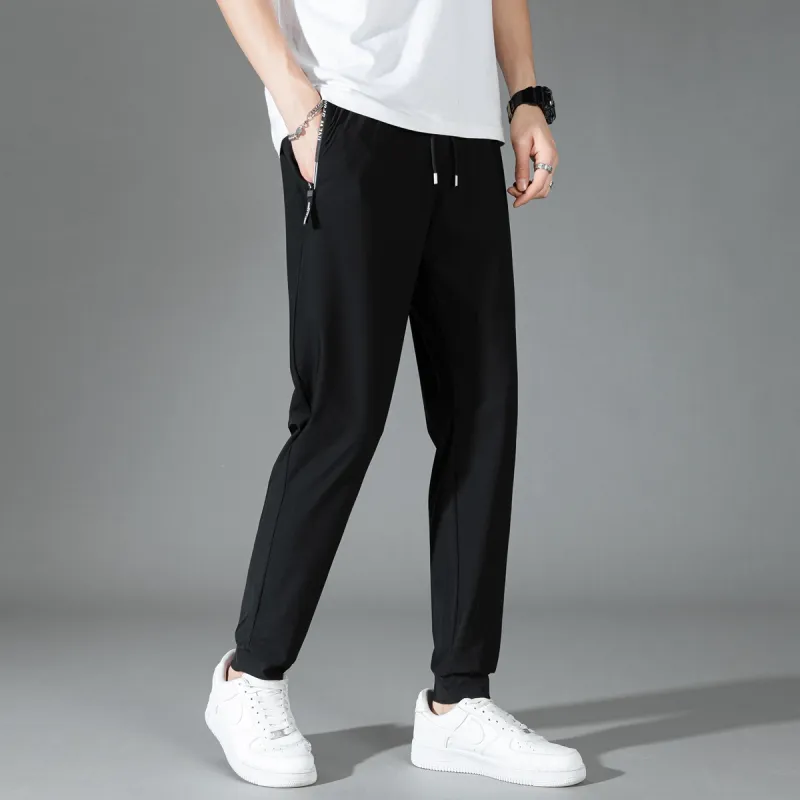 K bird Casual Pants Unisex Elastic Cuff Black-3