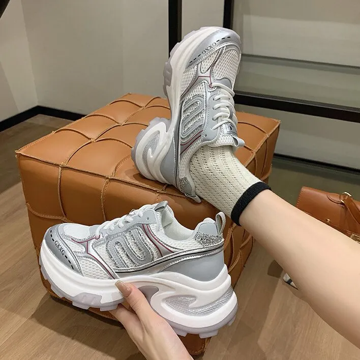 Luji Cushioning Anti Slip And Wear Resistant Breathable Coverage Low Top Chunky Sneakers Women's-7