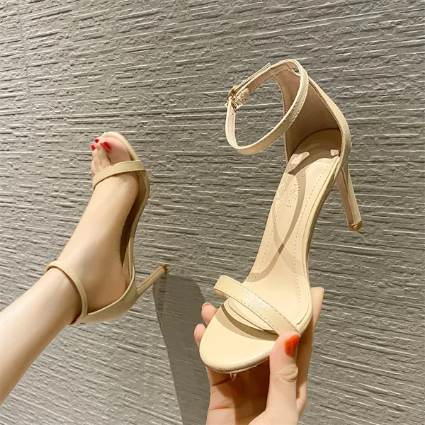 Luji One Strap Sandals 6cm/8cm/10cm Women's Black/Apricot/Black Flash/Silver/Champagne Gold-28