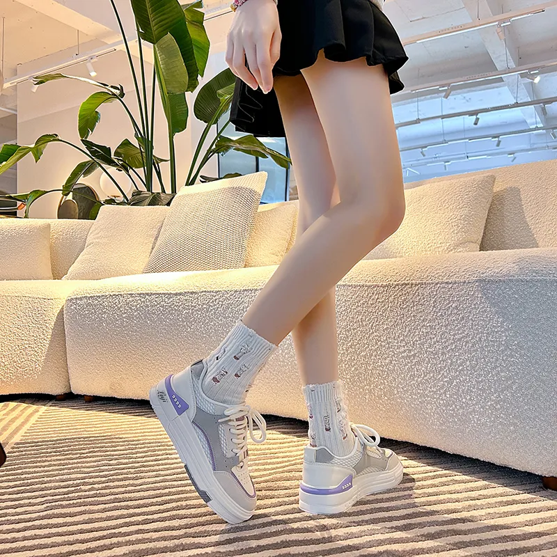 Luji Slip Resistant Low Top Skateboard Shoes Women's White Pink-5