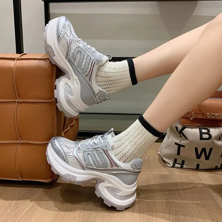 Luji Cushioning Anti Slip And Wear Resistant Breathable Coverage Low Top Chunky Sneakers Women's-6