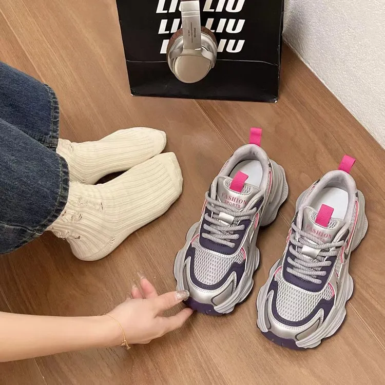 Luji Cushioning Abrasion Resistant Breathable Lightweight Low Top Chunky Sneakers Women's-2