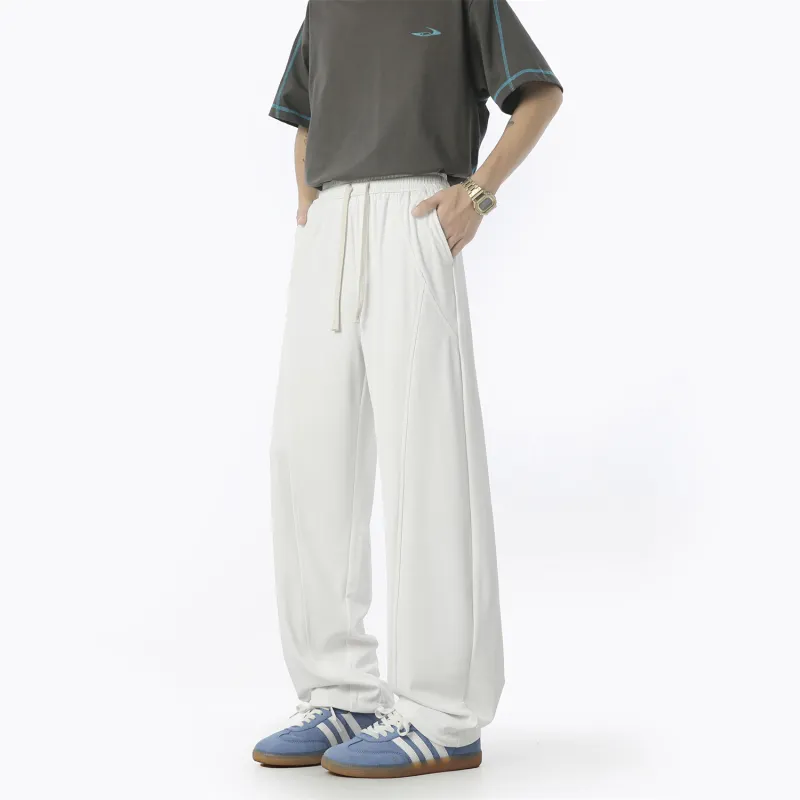 WOSAWE Ice Silk Pants Hong Kong Chic Draped Loose Fit Straight Fit Casual Pants Slimming Air Conditioners Pants Unisex-5