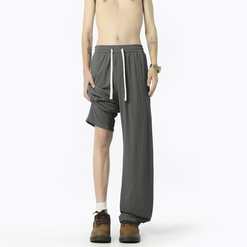 WOSAWE Ice Silk Pants Hong Kong Chic Draped Loose Fit Straight Fit Casual Pants Slimming Air Conditioners Pants Unisex-7