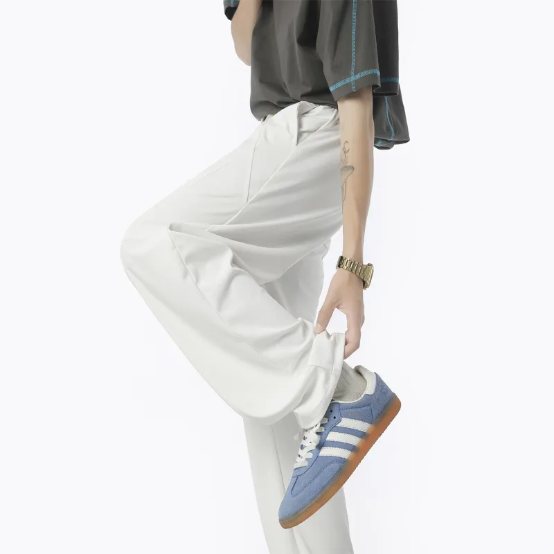 WOSAWE Ice Silk Pants Hong Kong Chic Draped Loose Fit Straight Fit Casual Pants Slimming Air Conditioners Pants Unisex-4