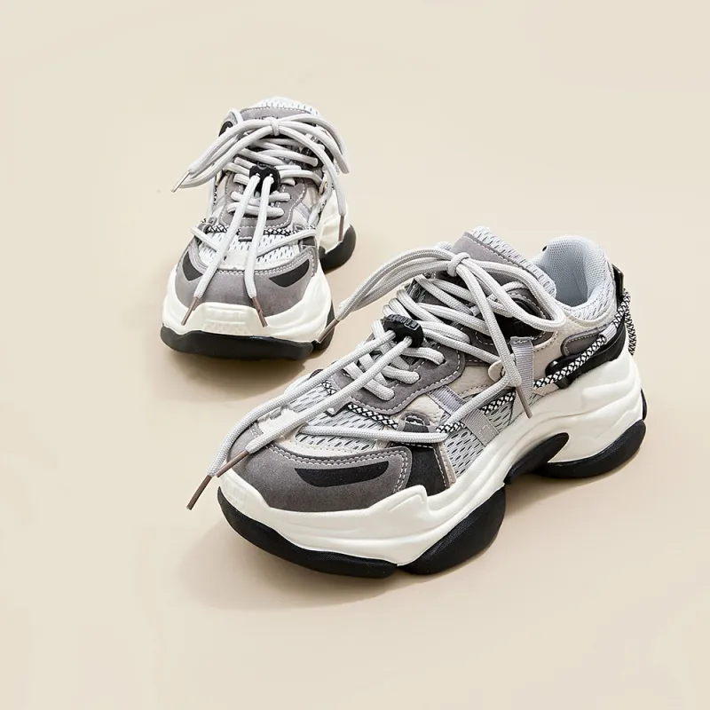 A Poinsettia Princess Low-Top Chunky Sneakers Women's Gray-2