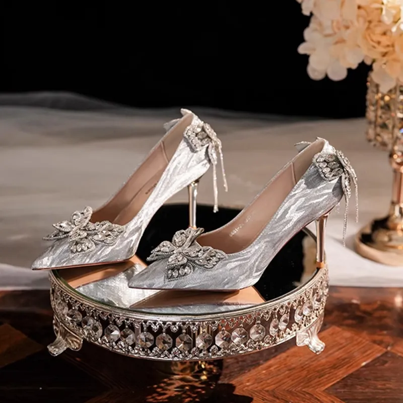 A Poinsettia Princess Slim Heel High Heels Women's-17