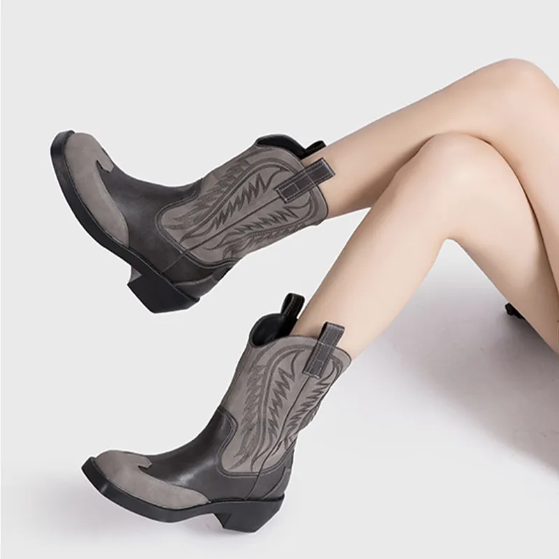 A Poinsettia Princess Ankle Boots Women's Gray-3