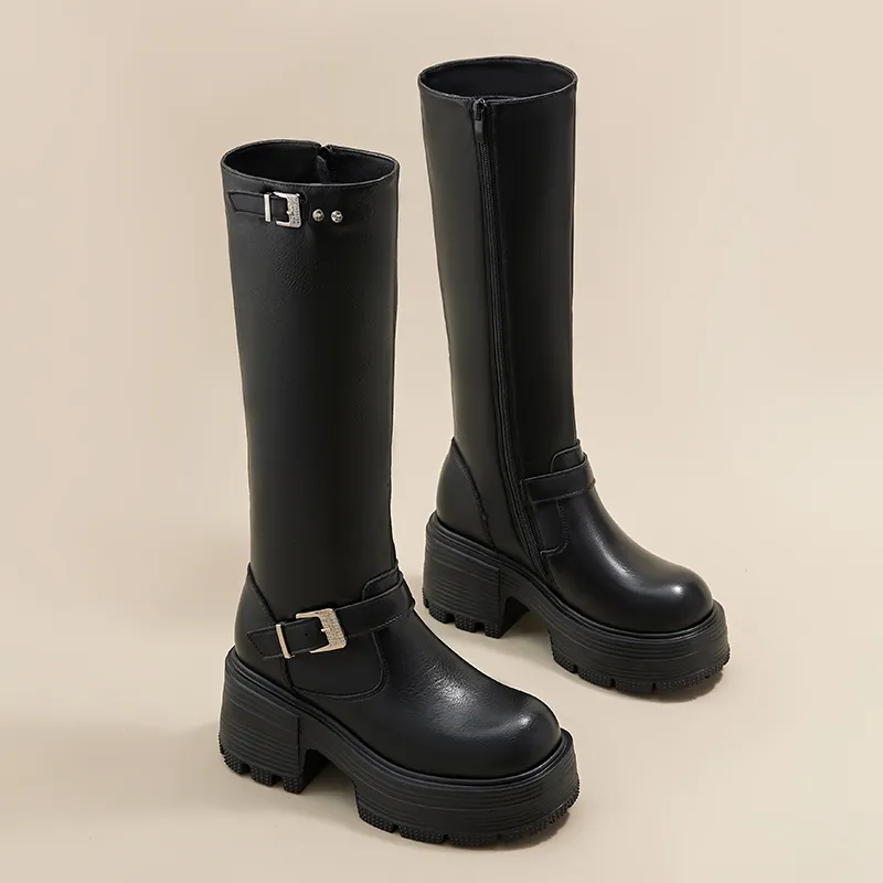 A Poinsettia Princess Knee high Boots 9CM Women's-2