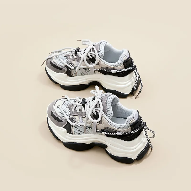A Poinsettia Princess Low-Top Chunky Sneakers Women's Gray-4
