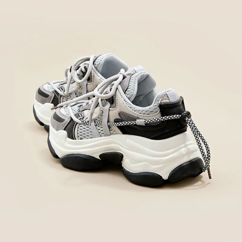 A Poinsettia Princess Low-Top Chunky Sneakers Women's Gray-1