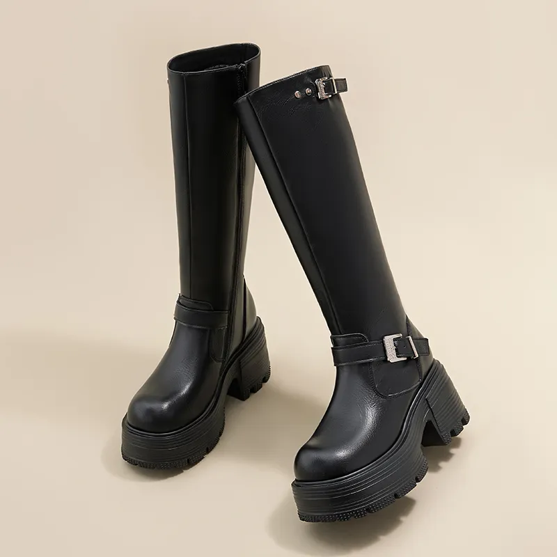 A Poinsettia Princess Knee high Boots 9CM Women's-12
