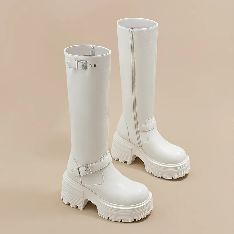 A Poinsettia Princess Knee high Boots 9CM Women's-6