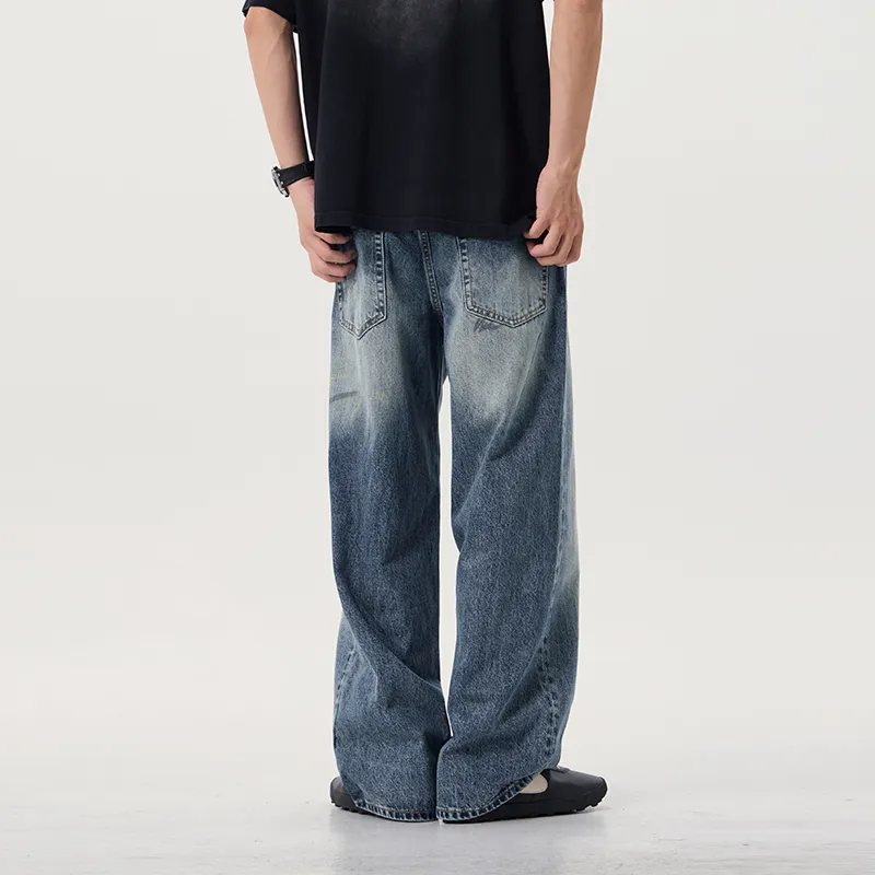 ZENGZHI Jeans Unisex Dirty Blue-5