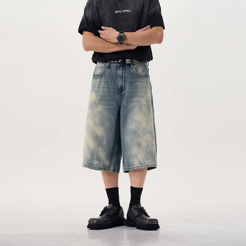 ZENGZHI Denim Shorts Unisex Nostalgic Blue-2