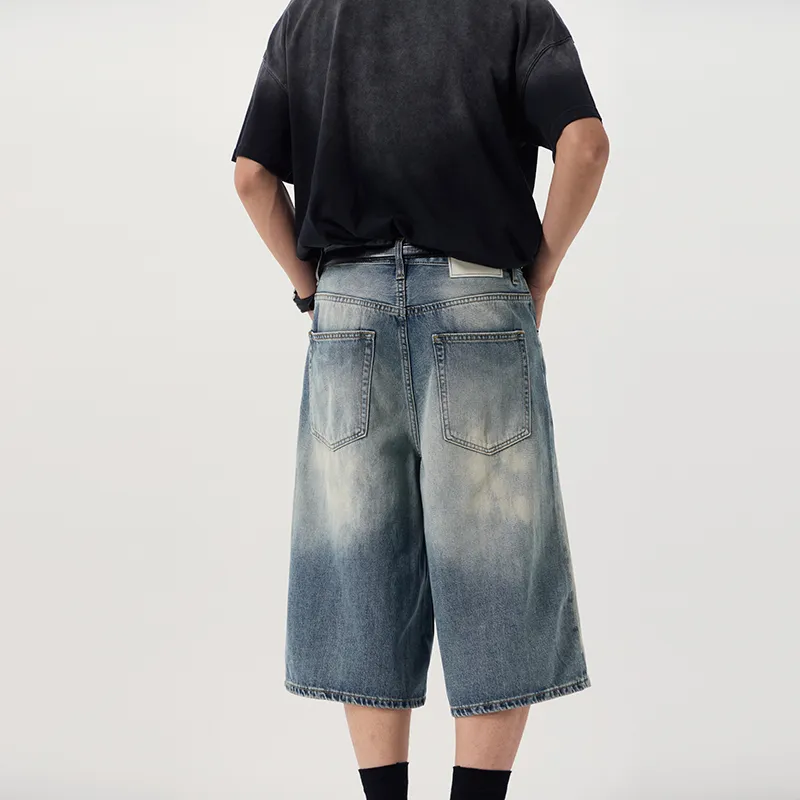 ZENGZHI Denim Shorts Unisex Nostalgic Blue-4