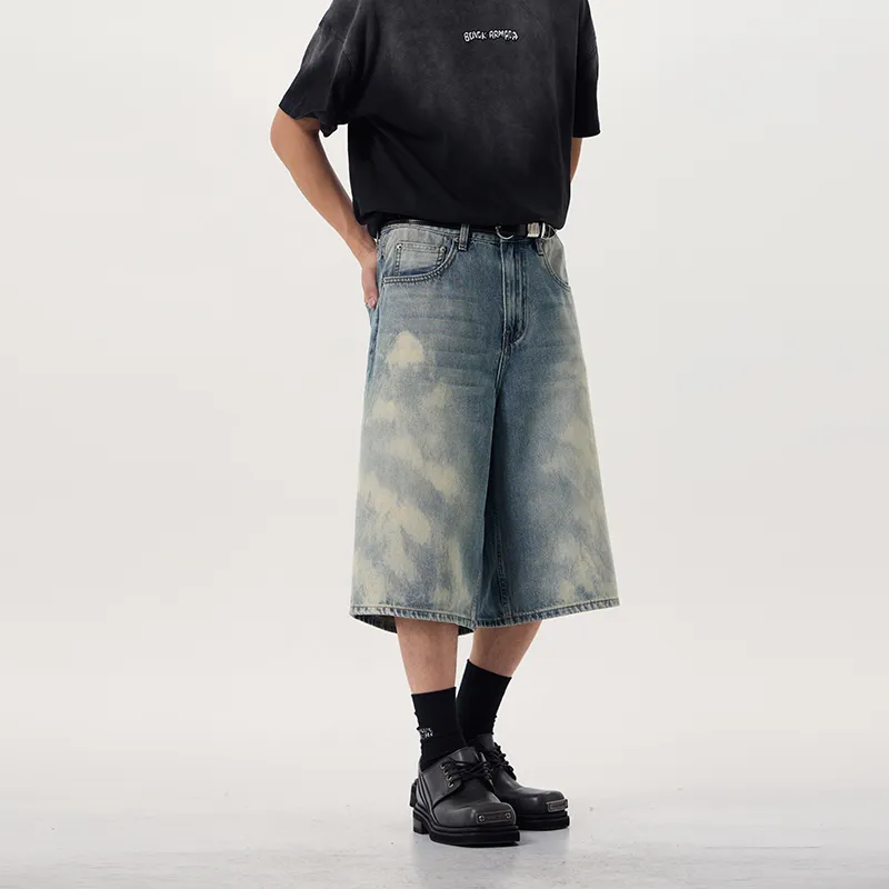 ZENGZHI Denim Shorts Unisex Nostalgic Blue-3