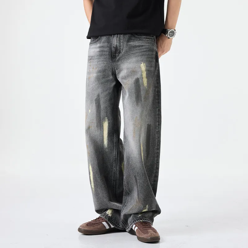 ZENGZHI Jeans Unisex Dirty Black-5