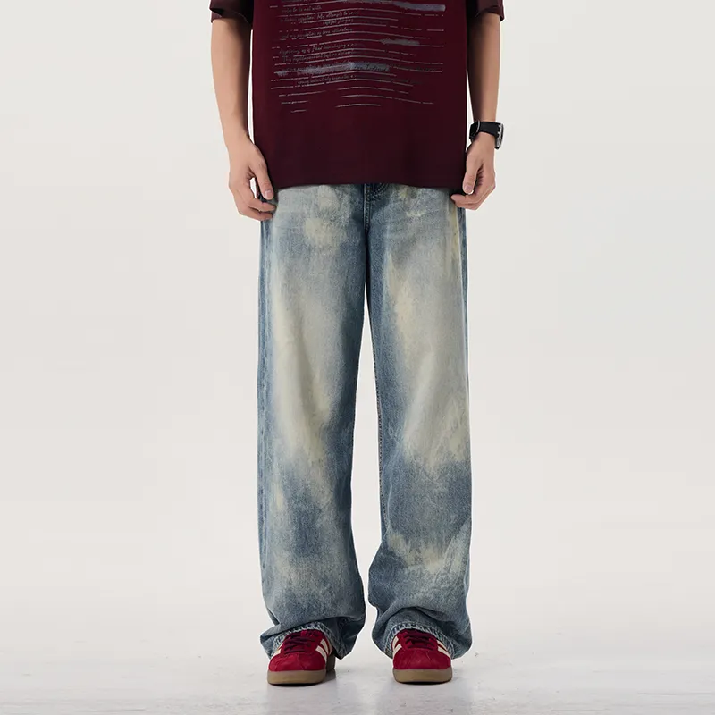 ZENGZHI Jeans Unisex Dirty Blue-2