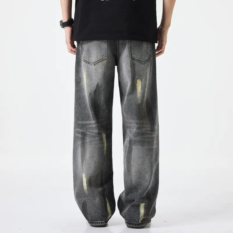 ZENGZHI Jeans Unisex Dirty Black-3