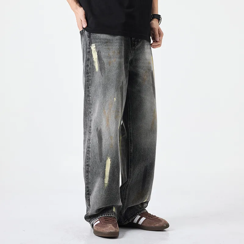 ZENGZHI Jeans Unisex Dirty Black-4