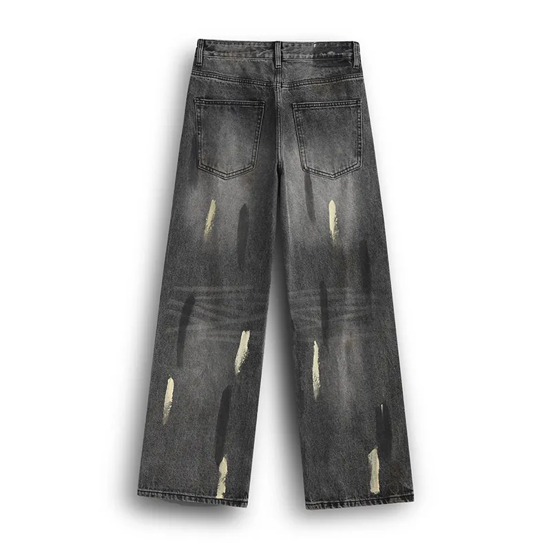 ZENGZHI Jeans Unisex Dirty Black-1