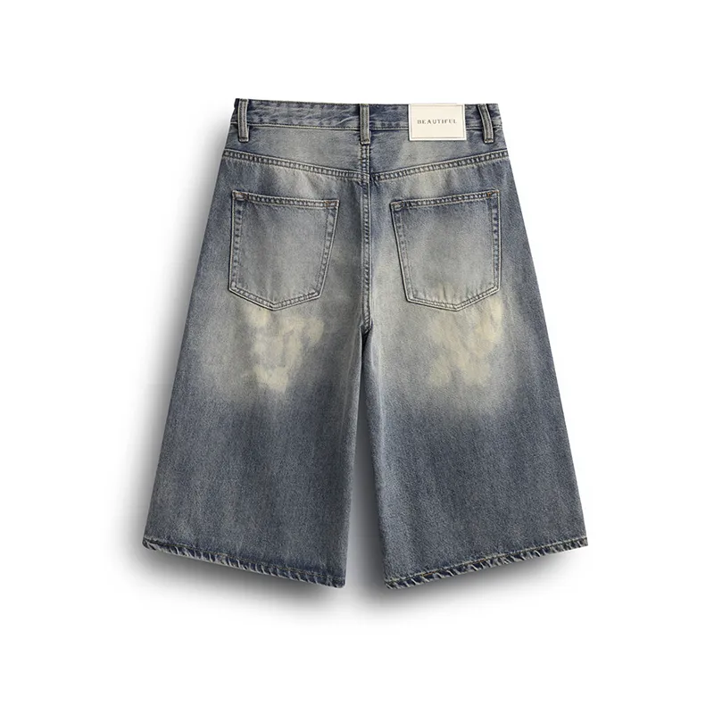 ZENGZHI Denim Shorts Unisex Nostalgic Blue-1